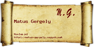 Matus Gergely névjegykártya